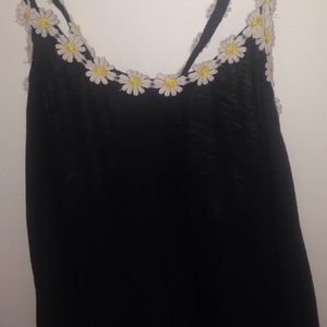 Black and daisy tank top
