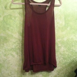 See through Burgundy tank top