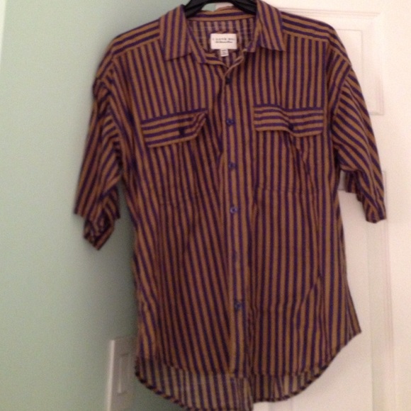 Forever 21 Tops - Navy and Olive Striped button-down womens shirt