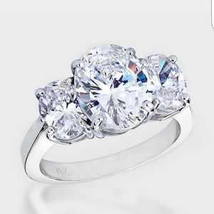 Diamonique 14k gold ring - size 6 - QVC. 3 stone