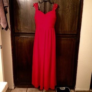 Bright red gown