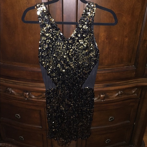 Black and Gold Sequin Dress