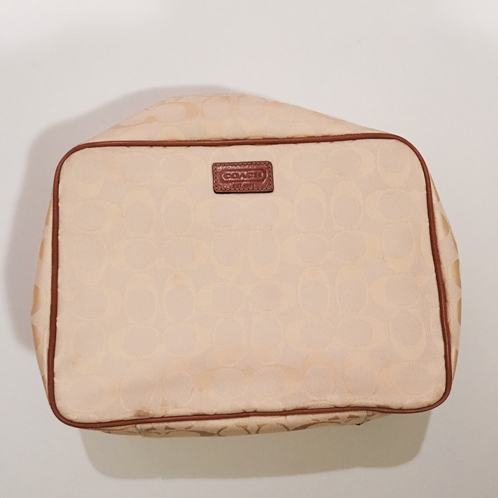 Vintage Y2K Coach Yellow Signature Canvas Travel Toiletries Bag