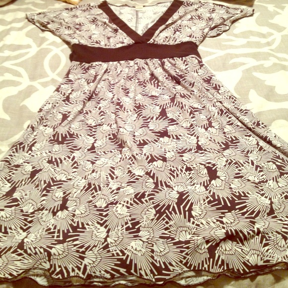Brown & White Patterned Dress
