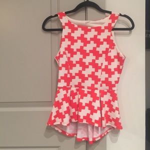 High Low Peplum Houndstooth Top