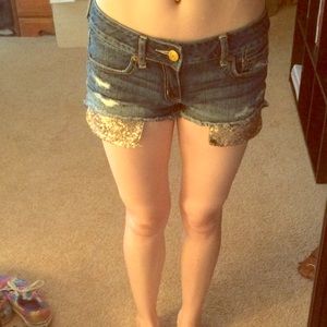 American Eagle sequin pocket shorts