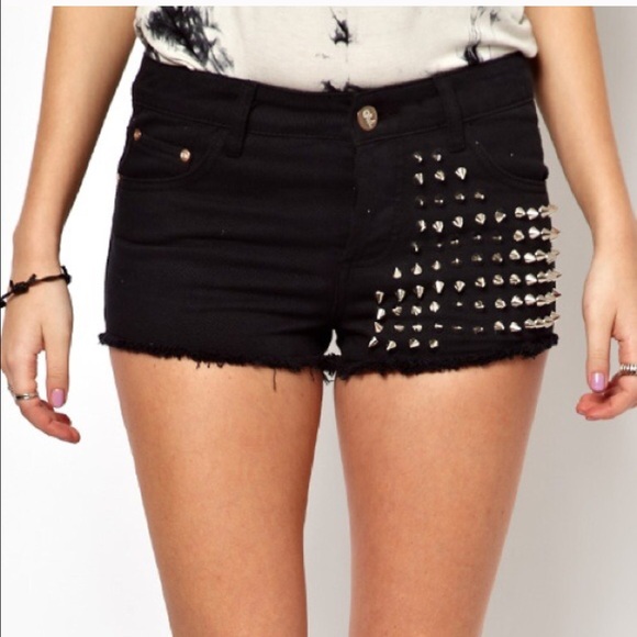ASOS Black Stud High Rise Shorts