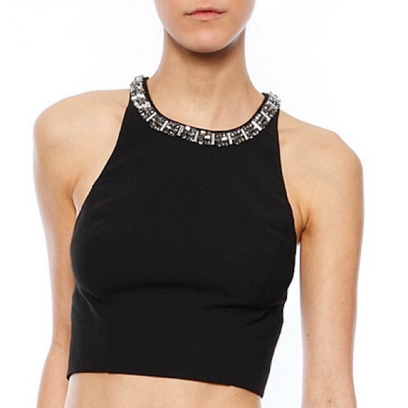 • Elizabeth and James black embellished crop L • - Picture 2 of 4