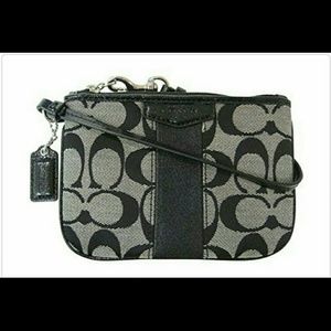 Coach signature black and grey wristlet
