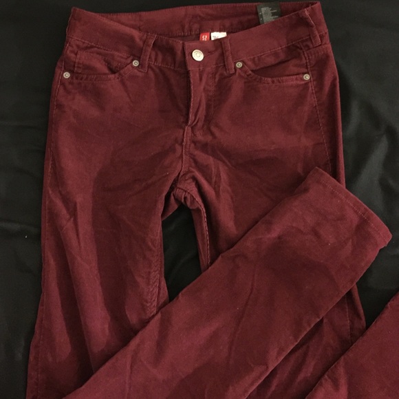 H&M Maroon Corduroy Skinny Pants