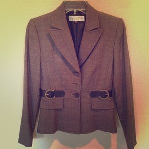 TAHARI wool suit jacket brown