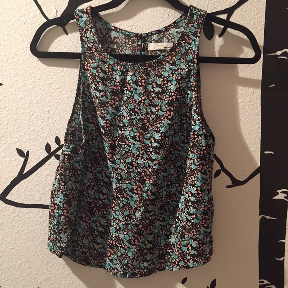 Turquoise floral tank top