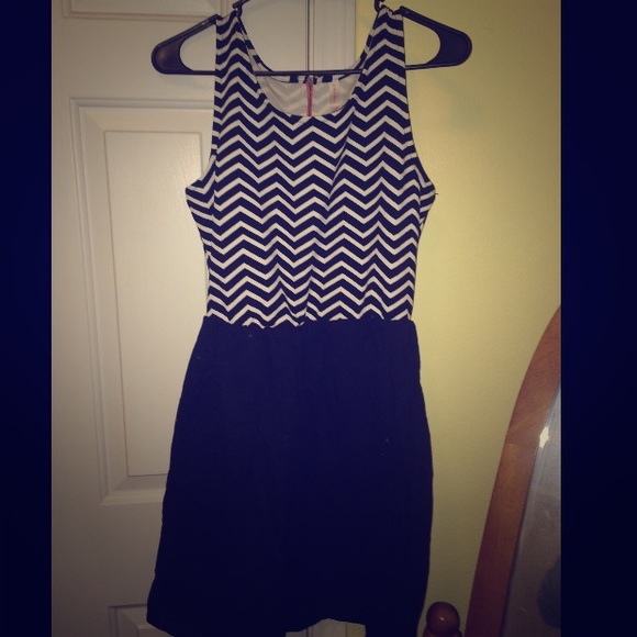 Chevron print high neck dress
