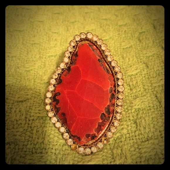 Huge Statement cocktail RiNg ReD JaSpeR 5.5 stone
