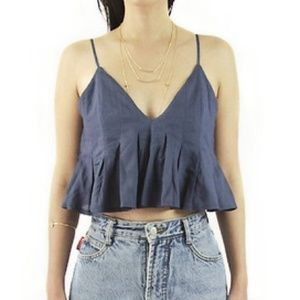 Blue pleated crop top