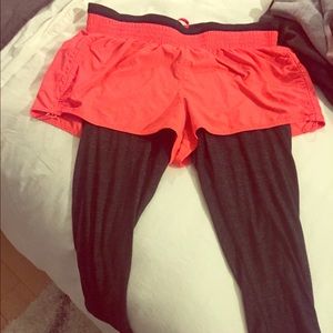 Athleta Shorts with Leggings & Black Fabletics Bra