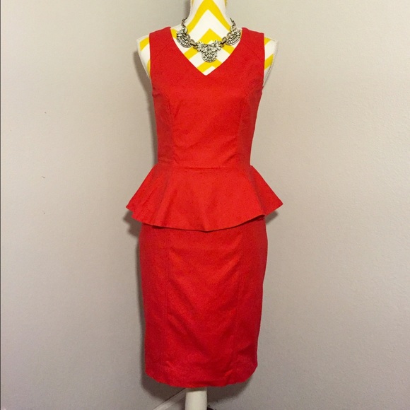 Red H&M V-neck Peplum Dress