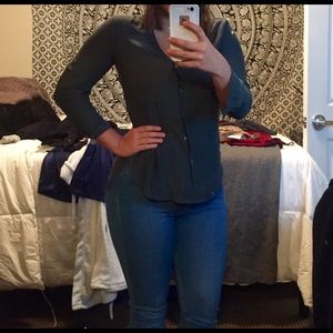 Hunter green button down