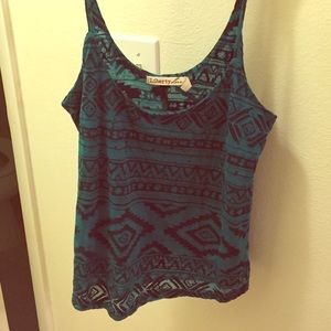 Aztec print, teal tank top