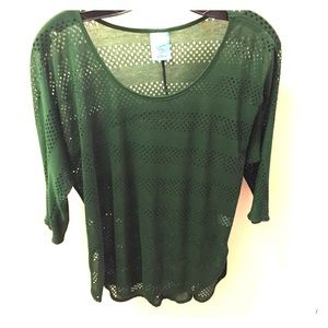 Green, sheer, see-through long sleeve shirt