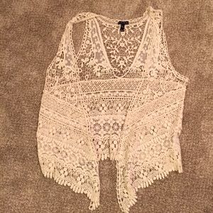 Light, lace throw over tank