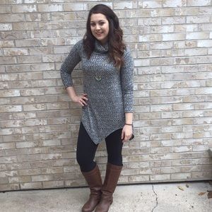 Gray turtleneck sweater