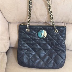 DKNY Quilted black nappa leather shoulder handbag