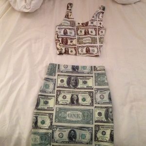 O-mighty money crop top and skirt