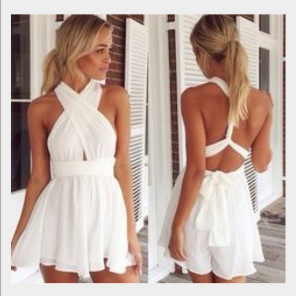 White strap multi way tie romper