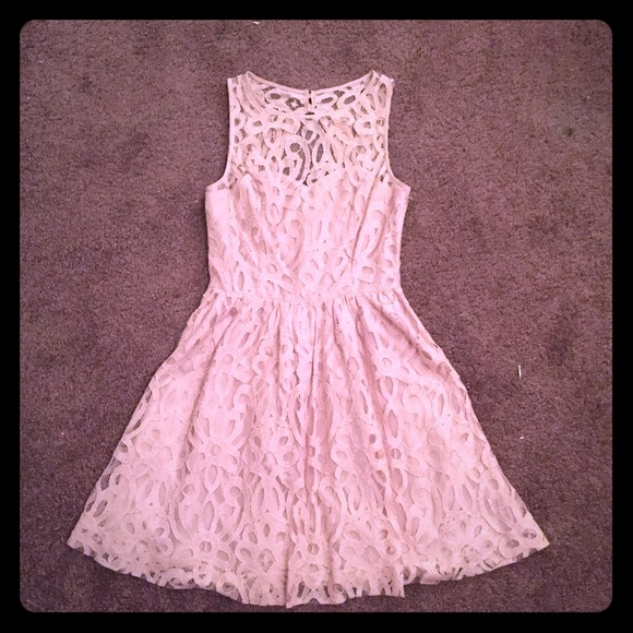 Blush pink lace cocktail dress