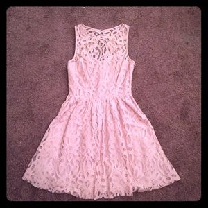 Blush pink lace cocktail dress