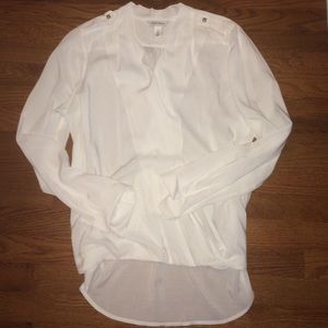 White House Black Market crossover white blouse