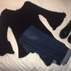 Cute black belle sleeve top