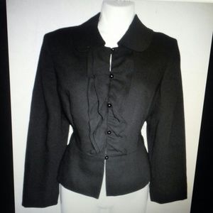 Ann Taylor Loft size 4 wool ruffle neck blazer