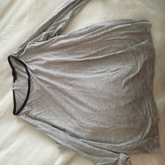 Gray shirt faux leather neck trim forever 21