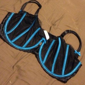 Sexy Black/Blue Corset Bra
