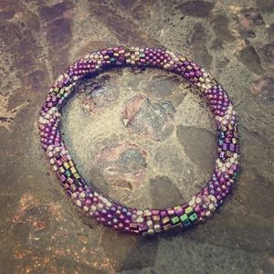 Purple beaded Nepalese beaded bracelet.
