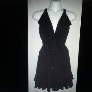 Sexy Arden B xs solid black tie-waist ruffle dress