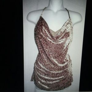 New York & Company xs cowlneck aninal print top