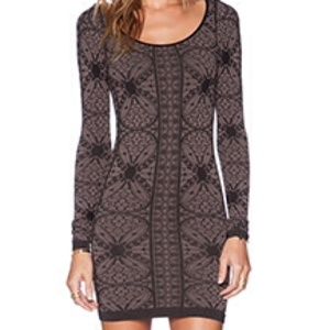 Brand New -Free People Printed Long Sleeve Bodycon