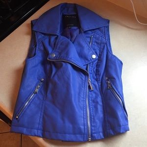 Blue leather vest