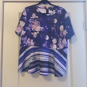 Mixed print scuba peplum