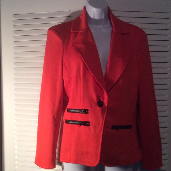 Robert Louis Knit Orange Red Jacket with Zippers