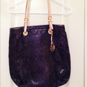 Blue leather snake print Michael Kors shopper!