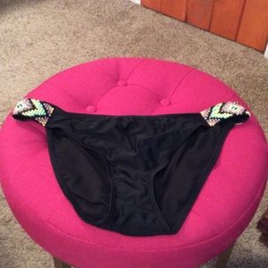 Beaded black swim bottoms