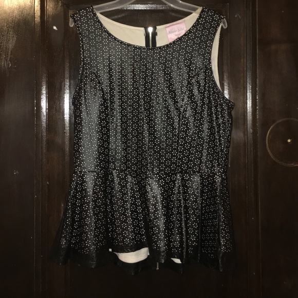 Black and flower patterned peplum top