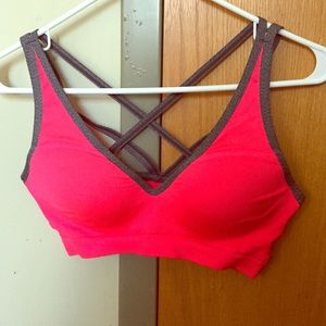 PINK bright pink padded sports bra.