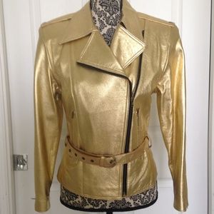 Saks Fifth Avenue Vintage Gold Leather Jacket