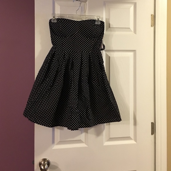 Black polka dot mini dress