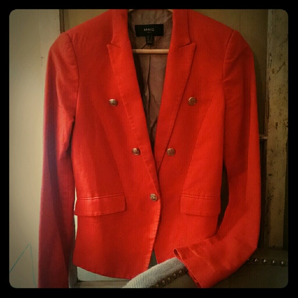 *PRICE REDUCED*Orange Blazer with Gold Buttons